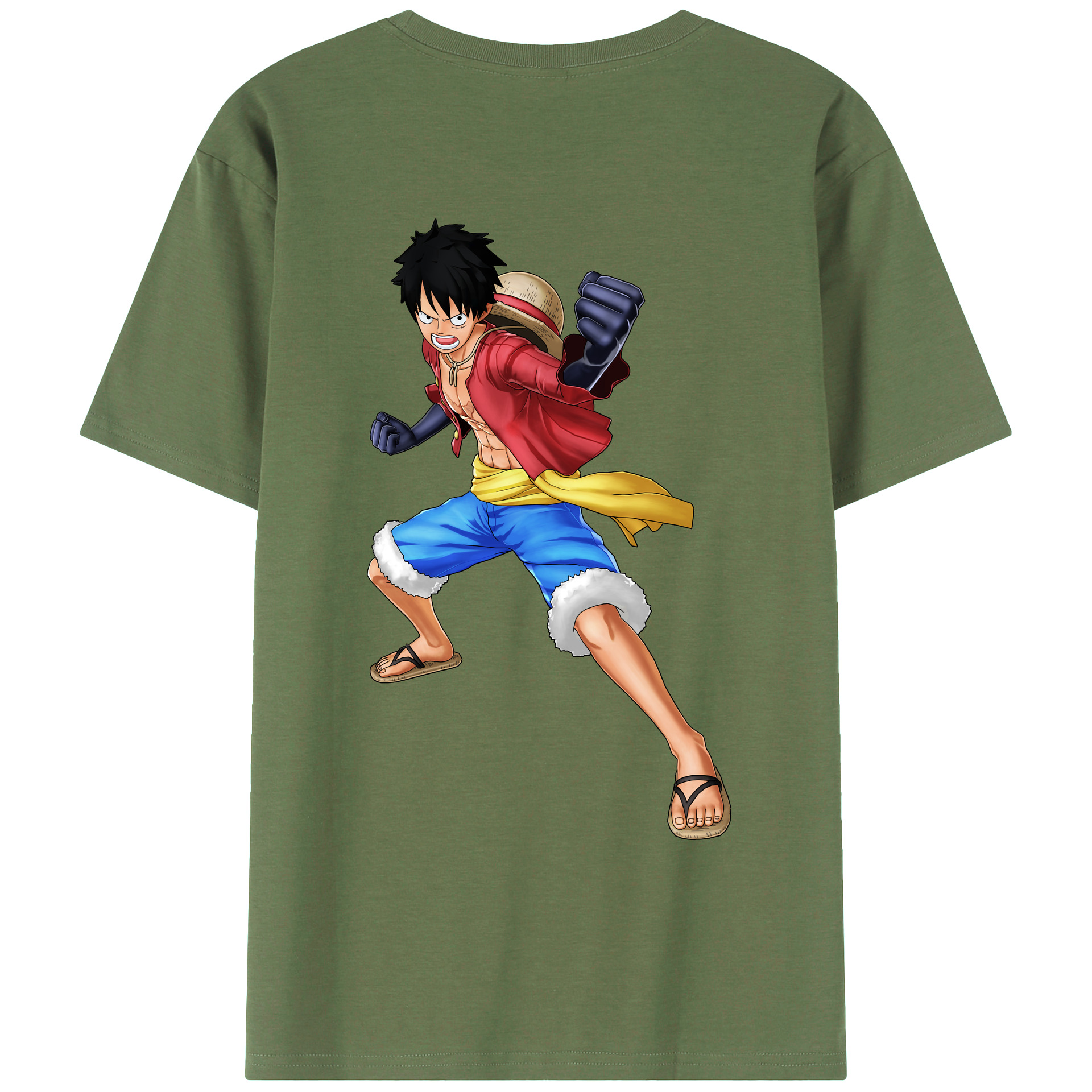 ワンピース モンキー・D・ルフィ ONE PIECE Monkey D. Luffy 綿100％ メンズ半袖Tシャツ（バックプリント） 通気性